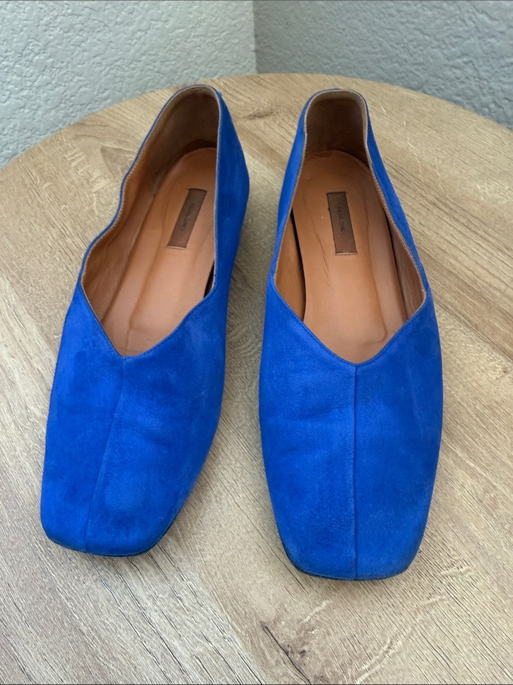 Rachel Comey Cobalt Suede Bombi Square Toe Flats
